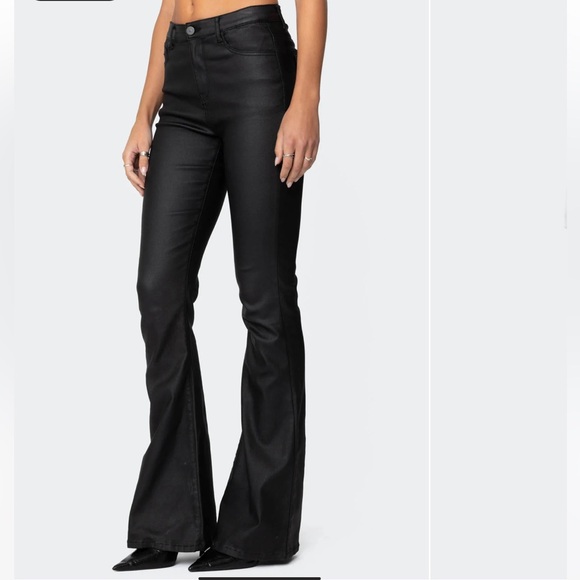 Luna Faux Leather Flare Jeans Edikted Size Small - Picture 11 of 13